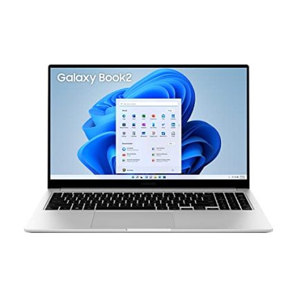 Samsung Galaxy Book2 (NP750) Intel 12th Gen core i5 39.6cm (15.6″) FHD Thin & Light Laptop (8 GB/512 GB/Windows 11/MS Office/Backlit Keyboard/Finger Print Reader/Silver/1.55Kg), NP750XED-KC1IN