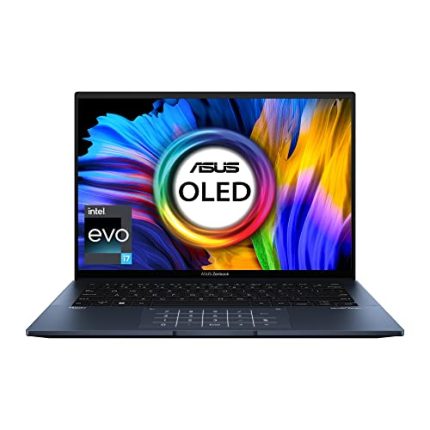 ASUS Zenbook 14 OLED (2022), 14″ (35.56 cms) 2.8K OLED 16:10 90Hz, Intel Core Evo i7-1260P 12th Gen, Thin and Light Laptop (16GB/512GB SSD/Windows 11/Office 2021/Blue/1.39 kg), UX3402ZA-KM731WS