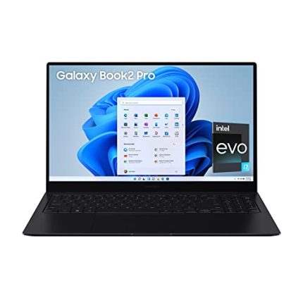 Samsung Galaxy Book2 Pro Intel 12th Gen i7 EvoTM 39.62cm (15.6″) AMOLED Thin & Light Laptop (16 GB/512 GB SSD/Windows 11/MS Office/Backlit KB/Fingerprint Sensor/Graphite/1.11Kg), NP950XED-KA1IN