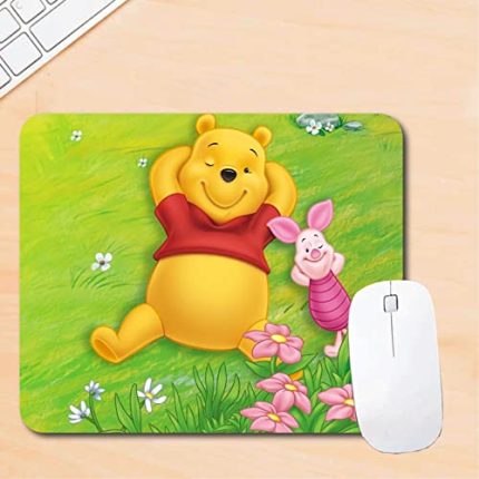 Woopme® Winnie The Pooh Cartoon Animation Theme Printed Mouse Pad Compatible for Laptop Computer Desktop PC Girls Kids Gaming Non Slip Rubber Base L x H 24.00 x 20.00 Cms