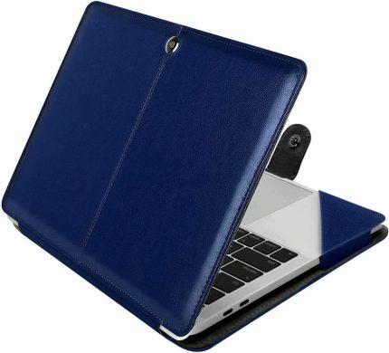 Flausen Laptop Cover for HP 245 G8 3S7L2PA Notebook Business Laptop 14 Inch, Navy Blue | Original PU Leather